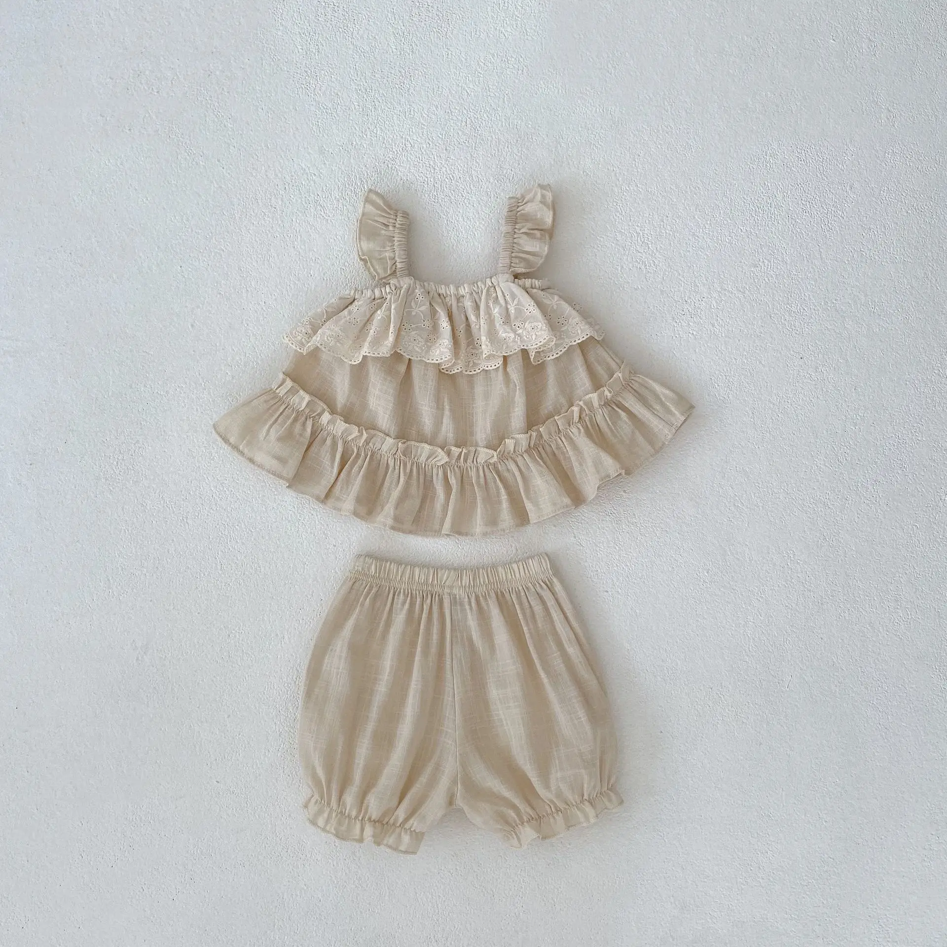 Milangel conjunto verano bebé camisola volantes y shorts - imagen 3