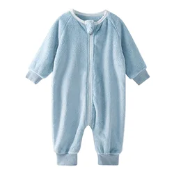 Pelele de franela con cremallera para bebés en invierno, manga larga