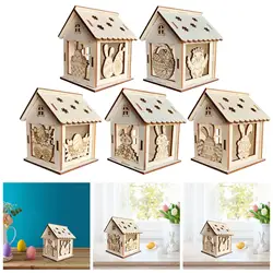 Kit de manualidades de pascua para casitas de madera con resorte