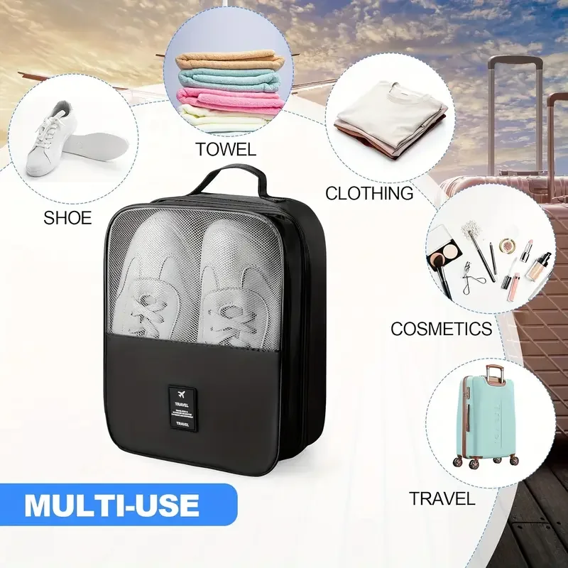 Bolsa colocada sobre el asa de una maleta