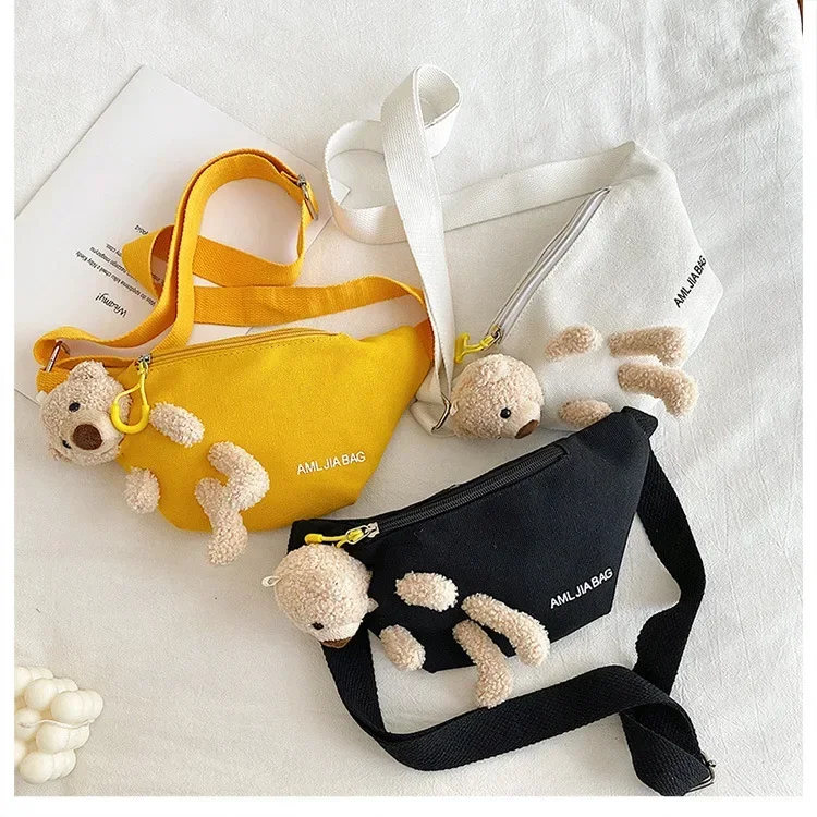 Bolsos de cintura de lona infantil con diseño de oso