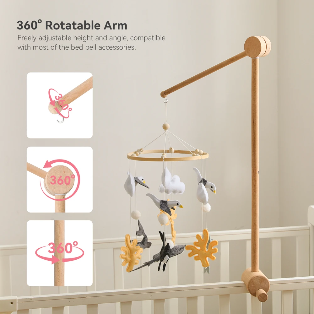 Soporte para móvil de cuna giratorio en madera con brazo articulado - imagen 5
