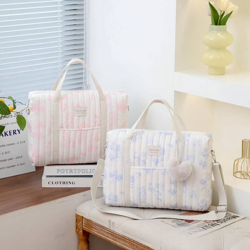 Bolsa de pañales multifuncional floral para mamá con bandolera - imagen 2
