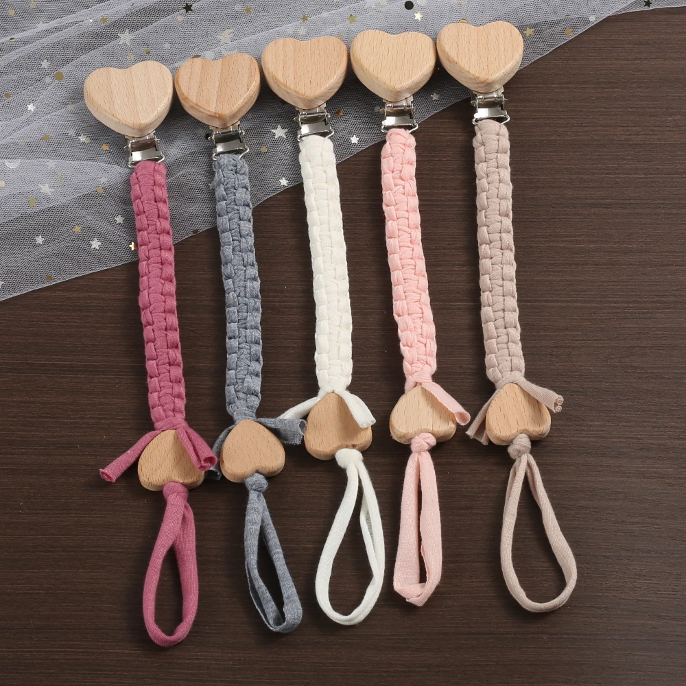 Portachupetes de madera tejida para bebé