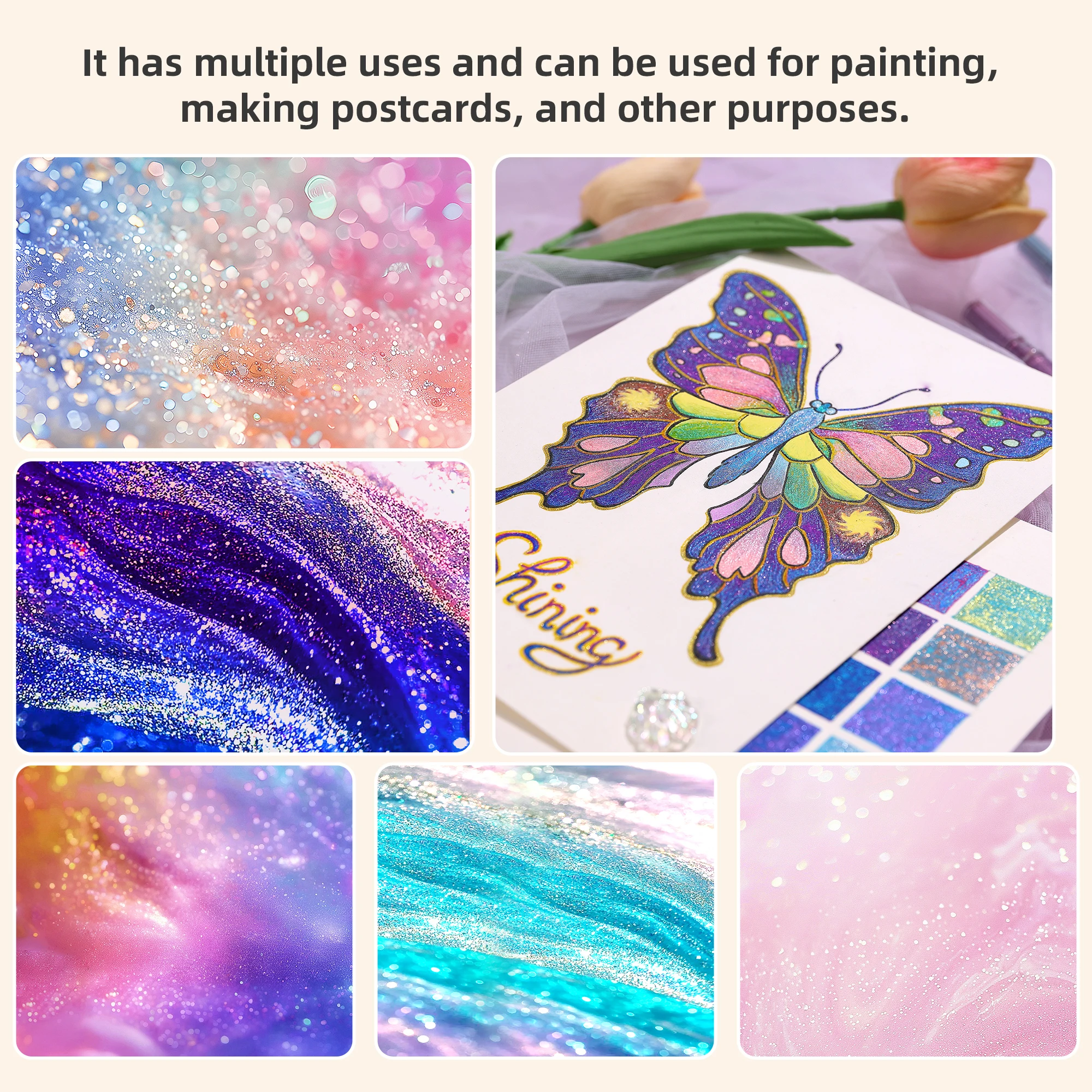Muestra de dibujo coloreado con bolígrafos de gel brillantes Kolorowys