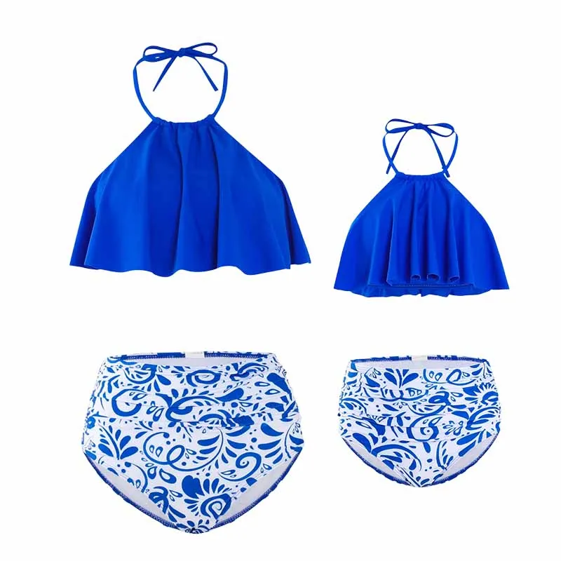 Conjunto bikini madre e hija con volantes – Trajes de verano para playa