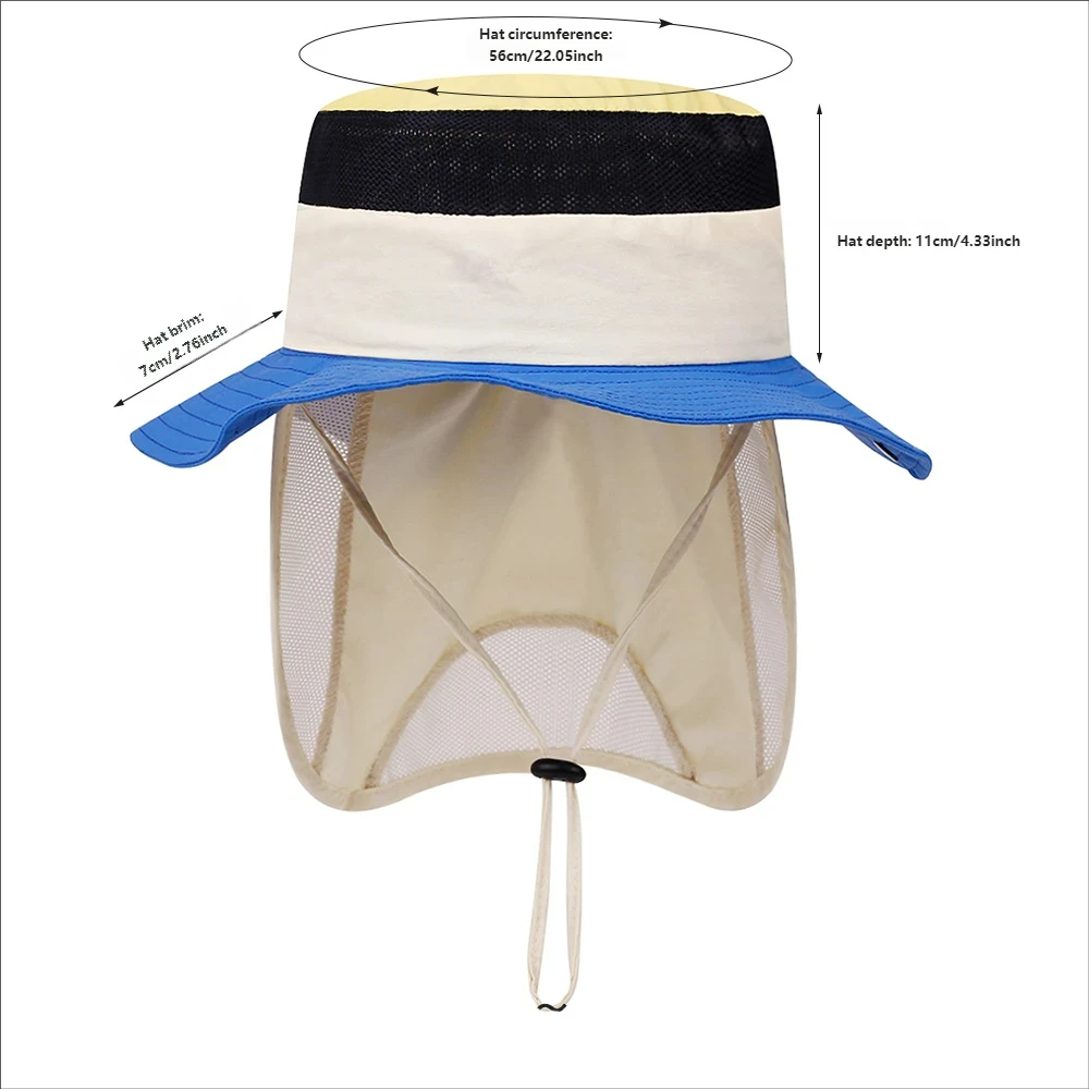 Sombrero de pescador infantil con cubrecuello extraíble para playa - imagen 5