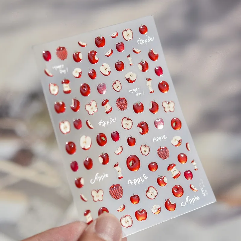 Pegatinas de uñas infantiles con manzana roja en relieve - imagen 5