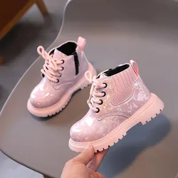 Botas cortas británicas de suela flexible para niña, invierno