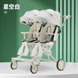 Carrito gemelar plegable ligero para sentar o tumbar