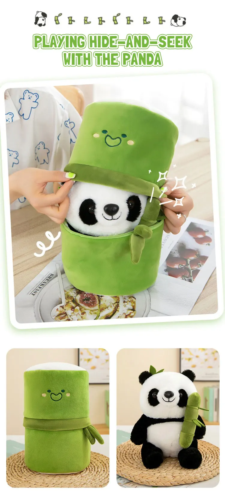 Panda de peluche en entorno decorativo