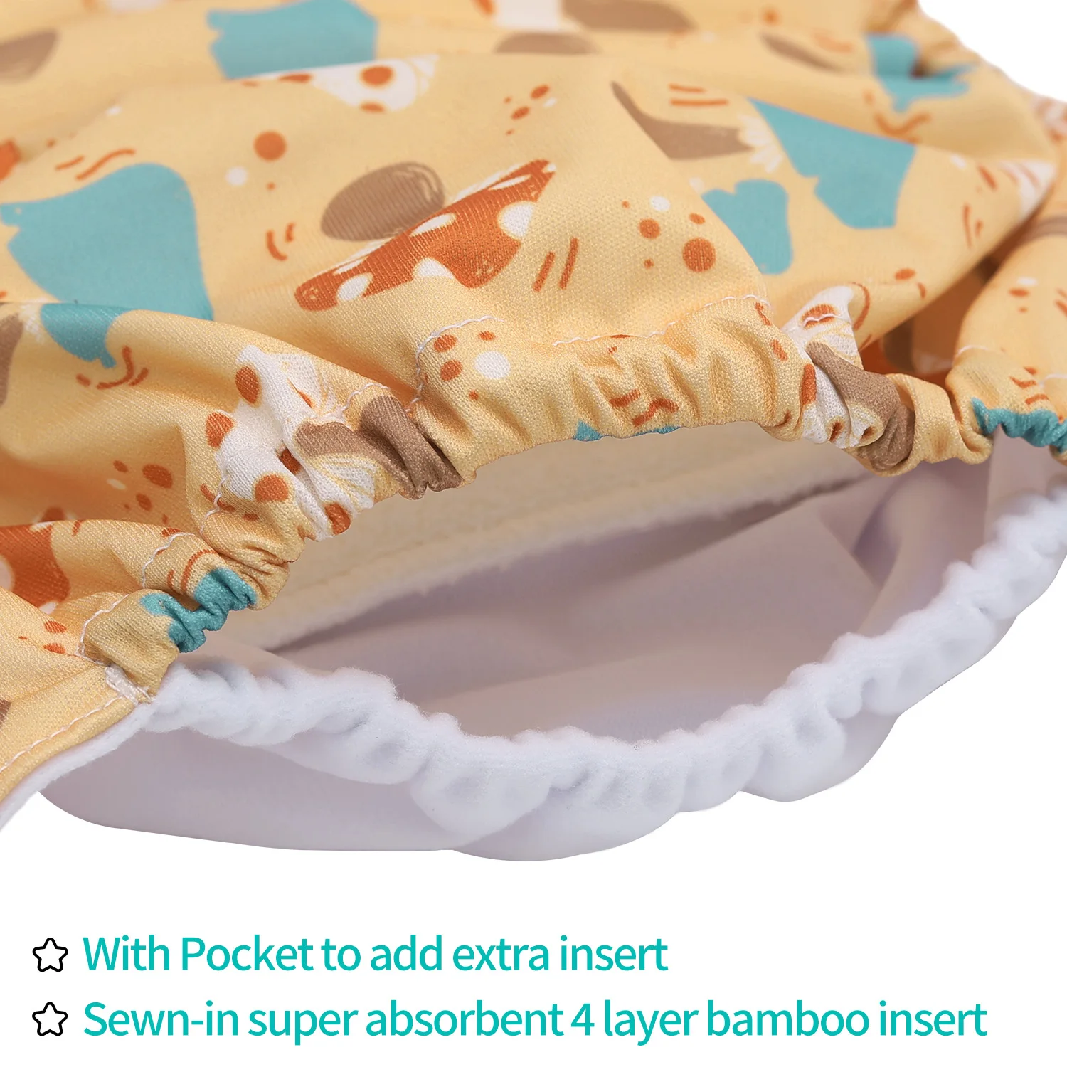 AlvaBaby Pañal reutilizable de tela bambú para bebé - imagen 5