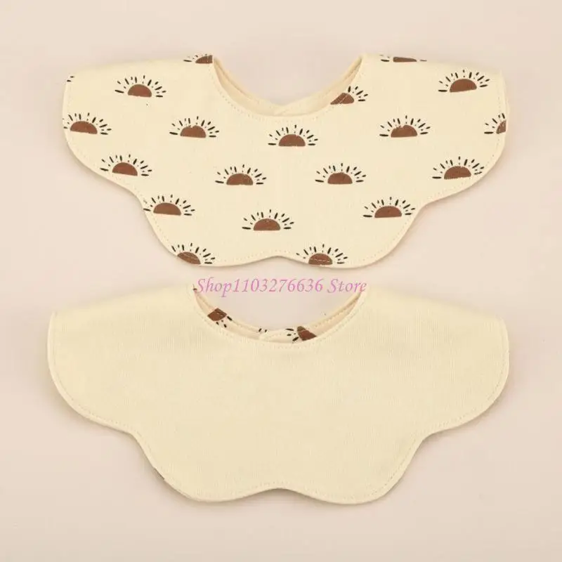 Babero reversible de algodón para recién nacidos – diseño pétalo - imagen 3