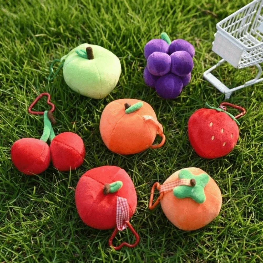 Llavero de peluche de frutas con fresa y cereza para mujer