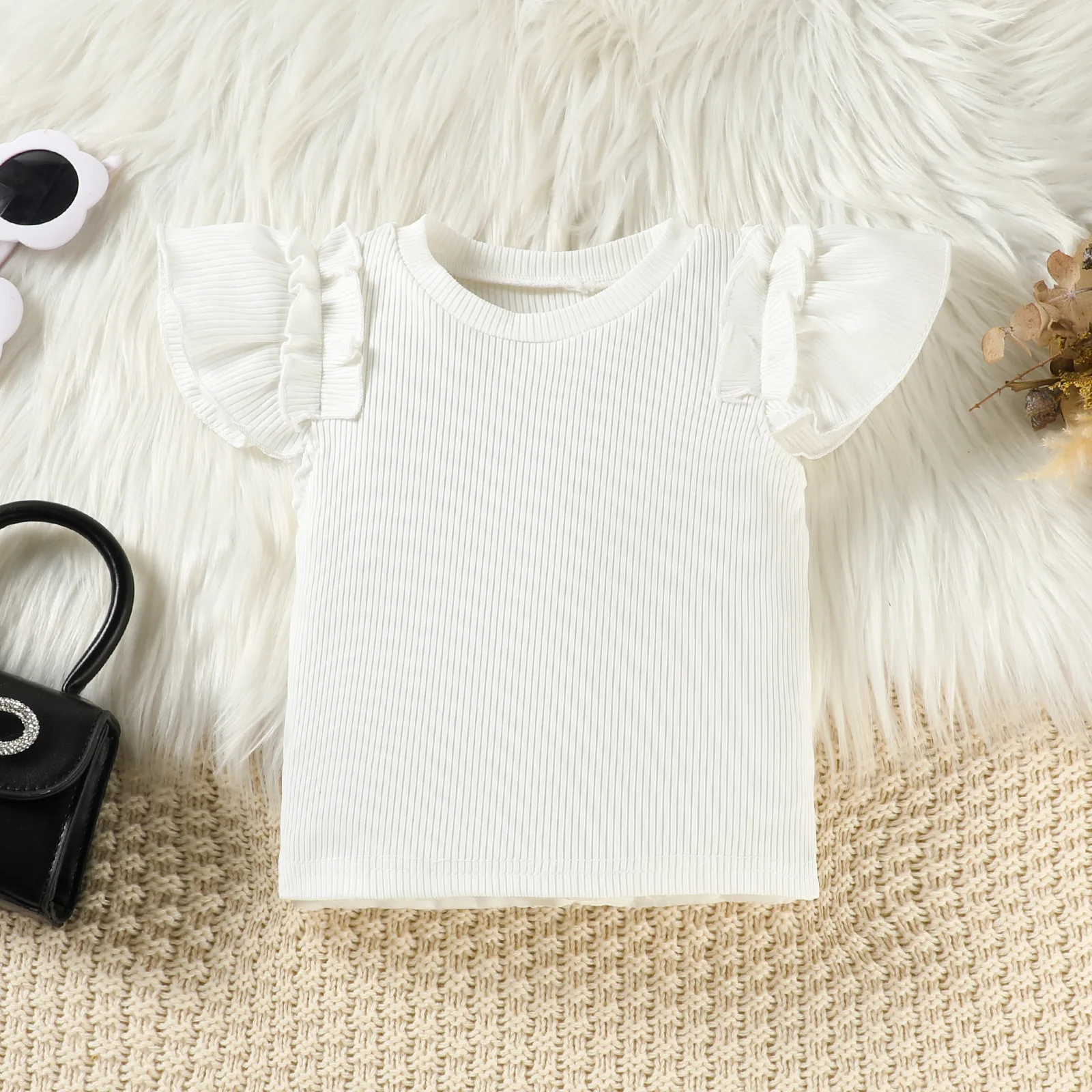 Conjunto de verano para niña blanco: top y pantalón corto - imagen 3