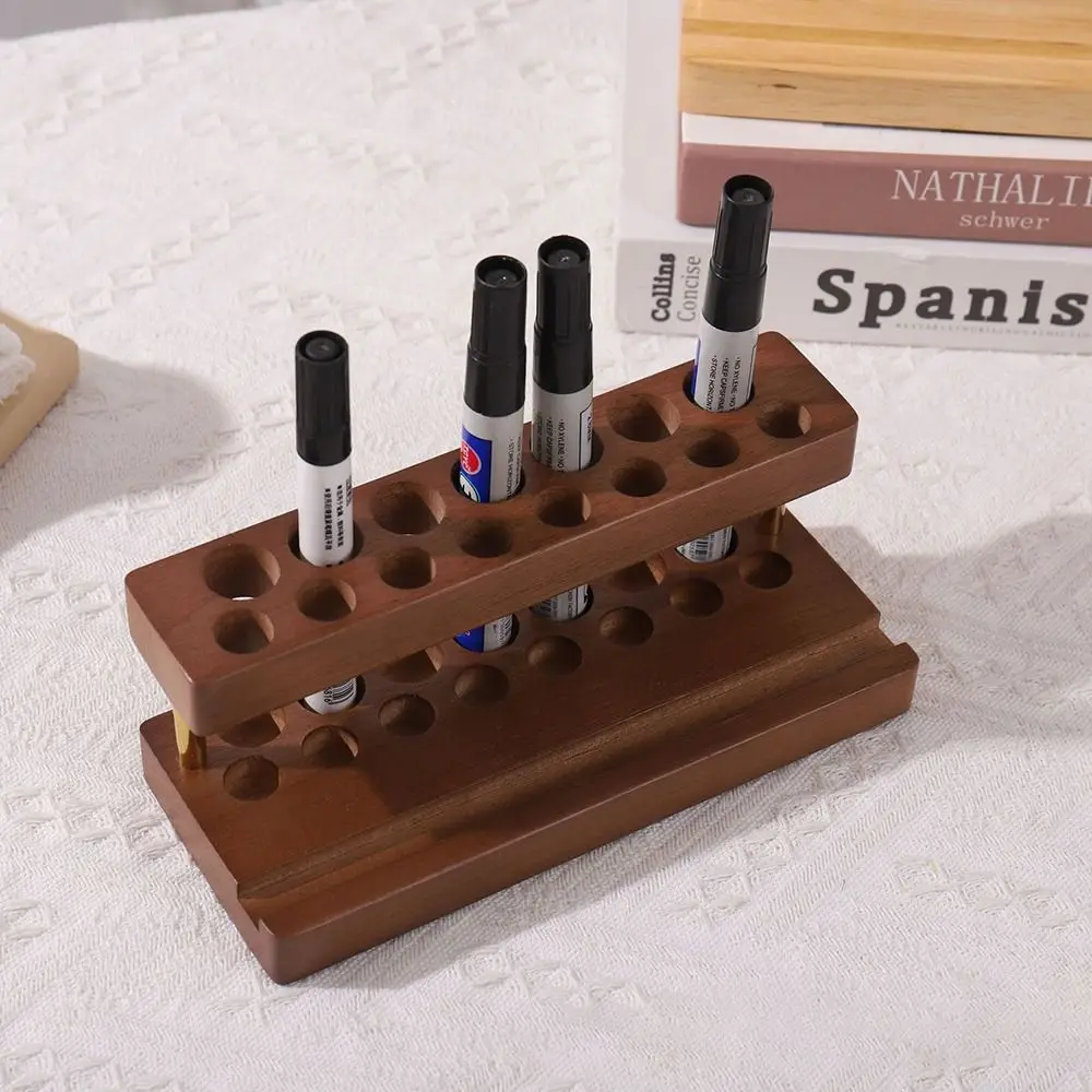 Portabolígrafos de nogal con ranuras para mesa y útiles - imagen 5
