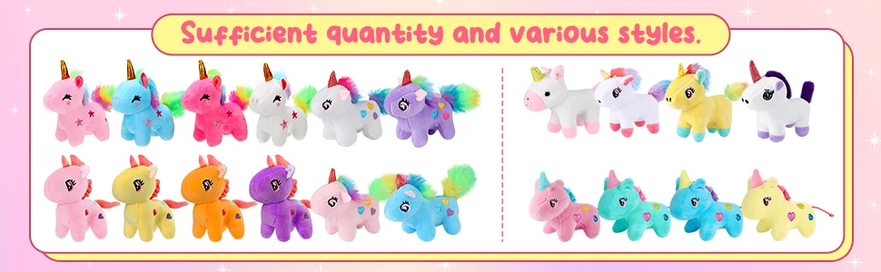 Pack de unicornios de peluche para fiestas