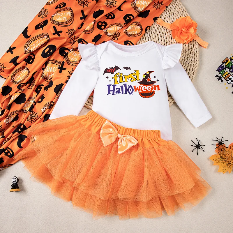 Conjunto de otoño para bebé niña: mono con lazo y diadema - imagen 2