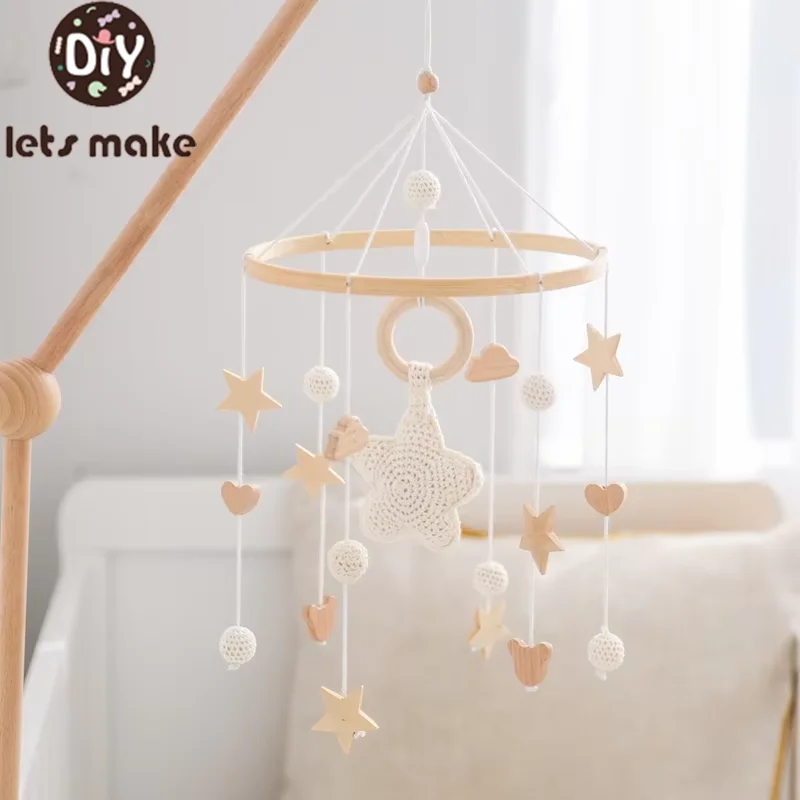 Móvil de cuna con cascabeles en madera y estrellas para bebé - imagen 2