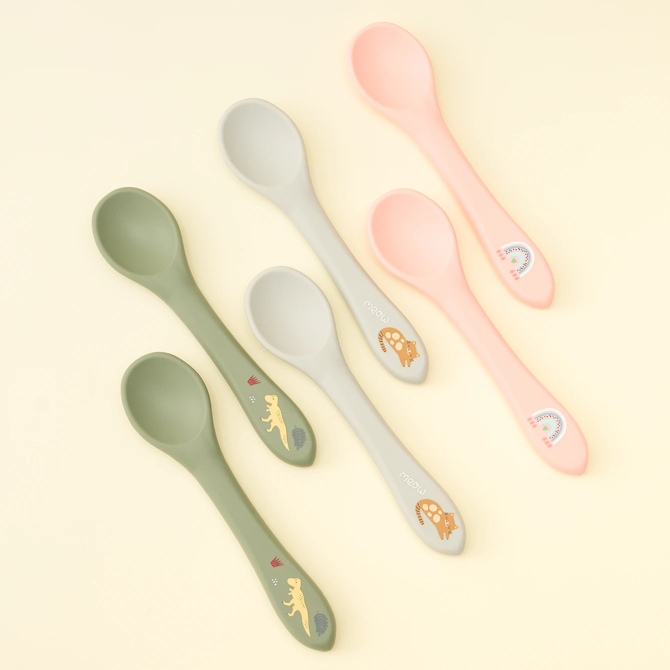 Cuchara de silicona para bebé con mango ergonómica apta lavavajillas