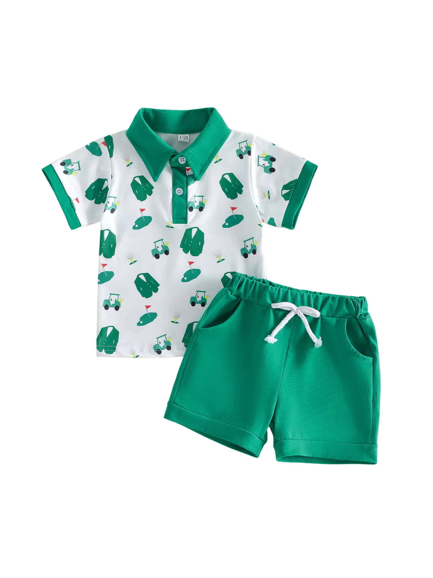 Camiseta con estampado de carrito de golf y pantalón corto