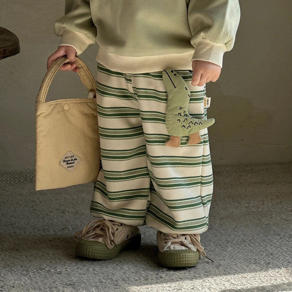 MILANCEL pantalones deportivos bebé primavera con dinosaurios y rayas - imagen 4