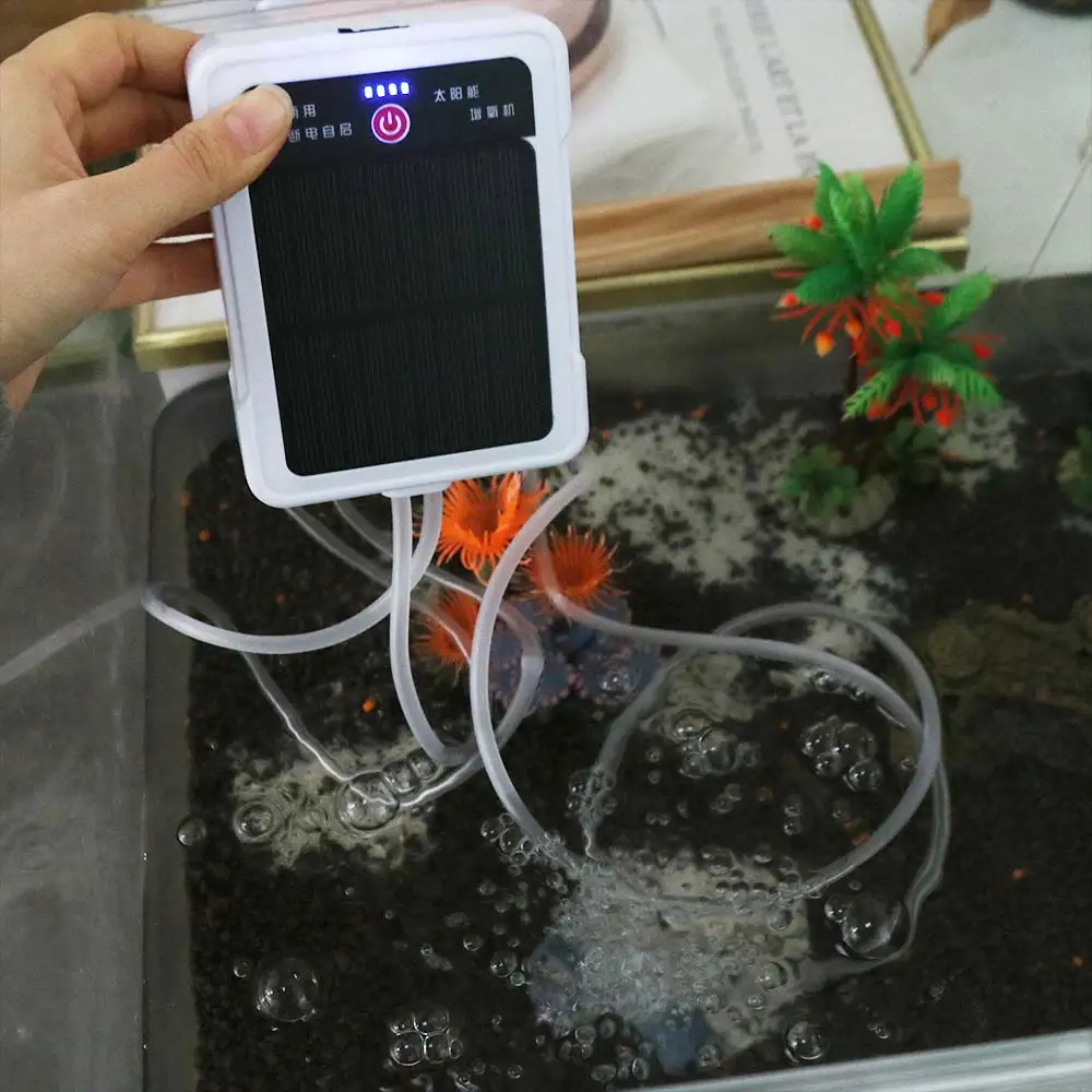 Bomba de oxígeno portátil recargable USB solar, ultra silenciosa - imagen 2
