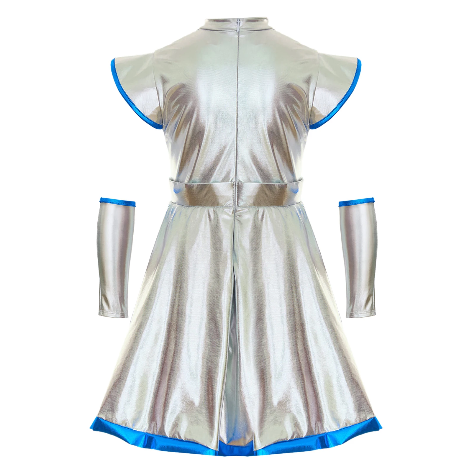 Disfraz de alienígena para niñas con vestido metálico Halloween - imagen 4