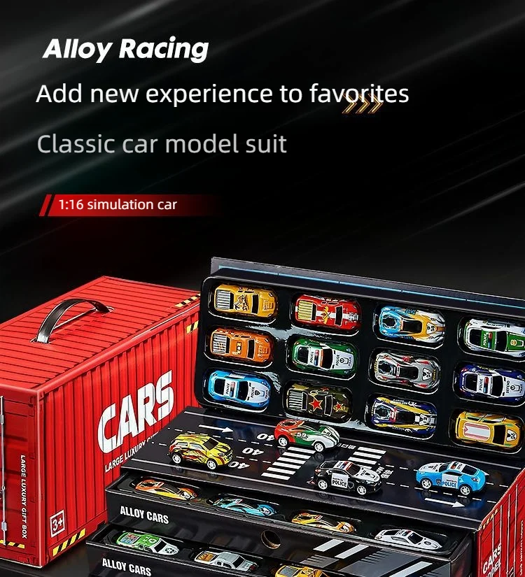 Set de coches de aleación con caja de almacenamiento