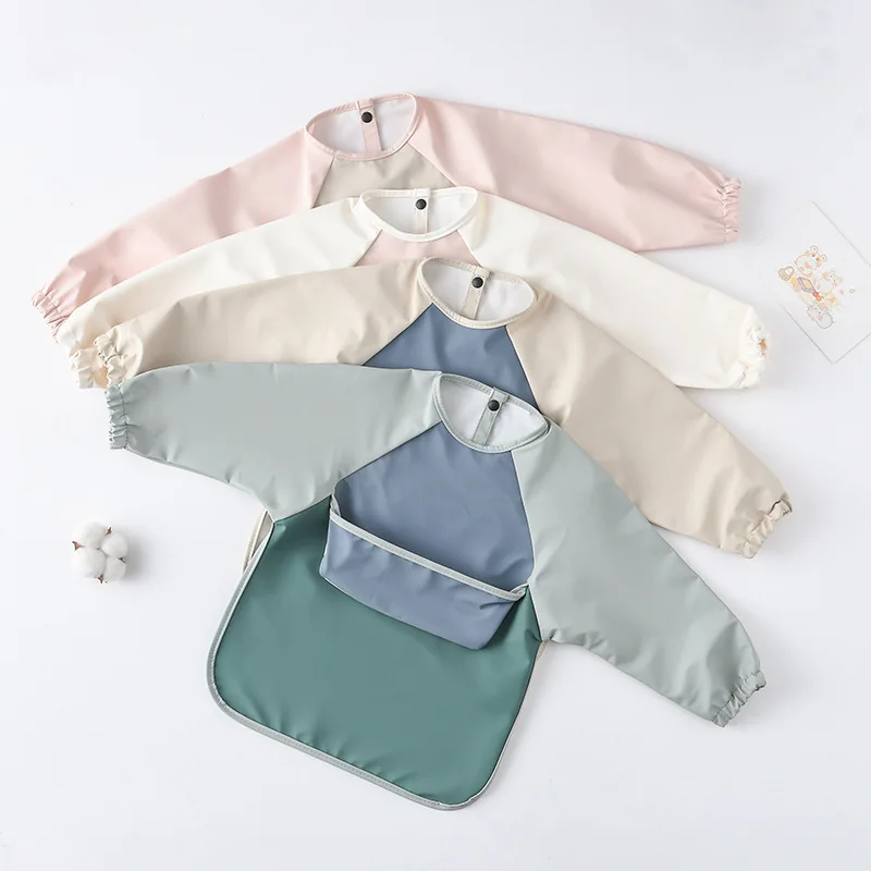 Baberos impermeables de manga larga para bebés y niños, fácil lavado - imagen 2