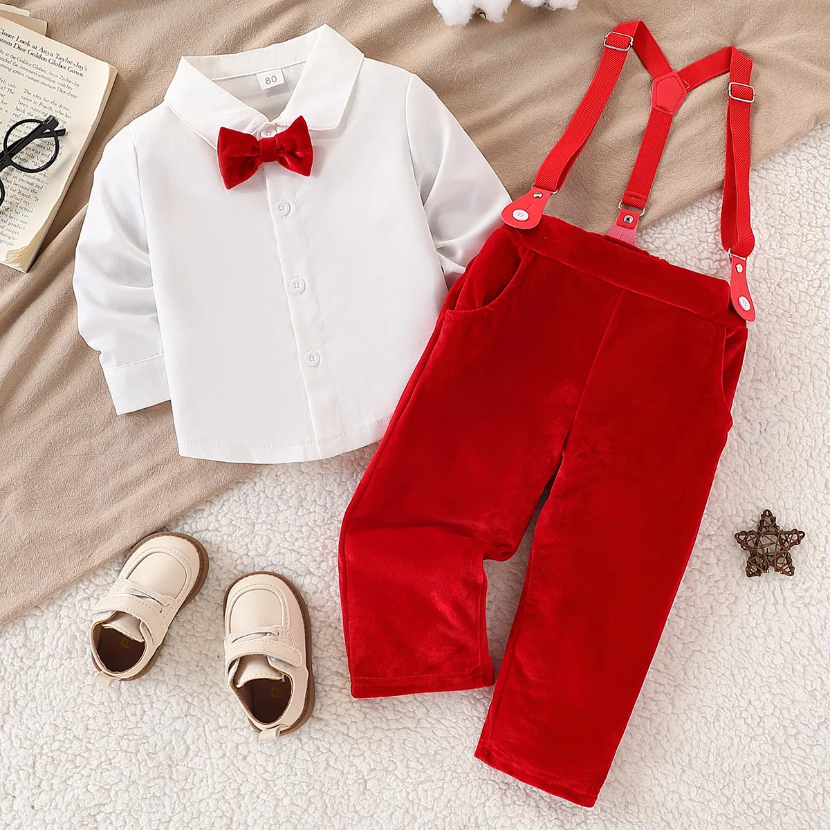 Conjunto bebé niño otoño elegante con camisa larga y pantalón - imagen 4