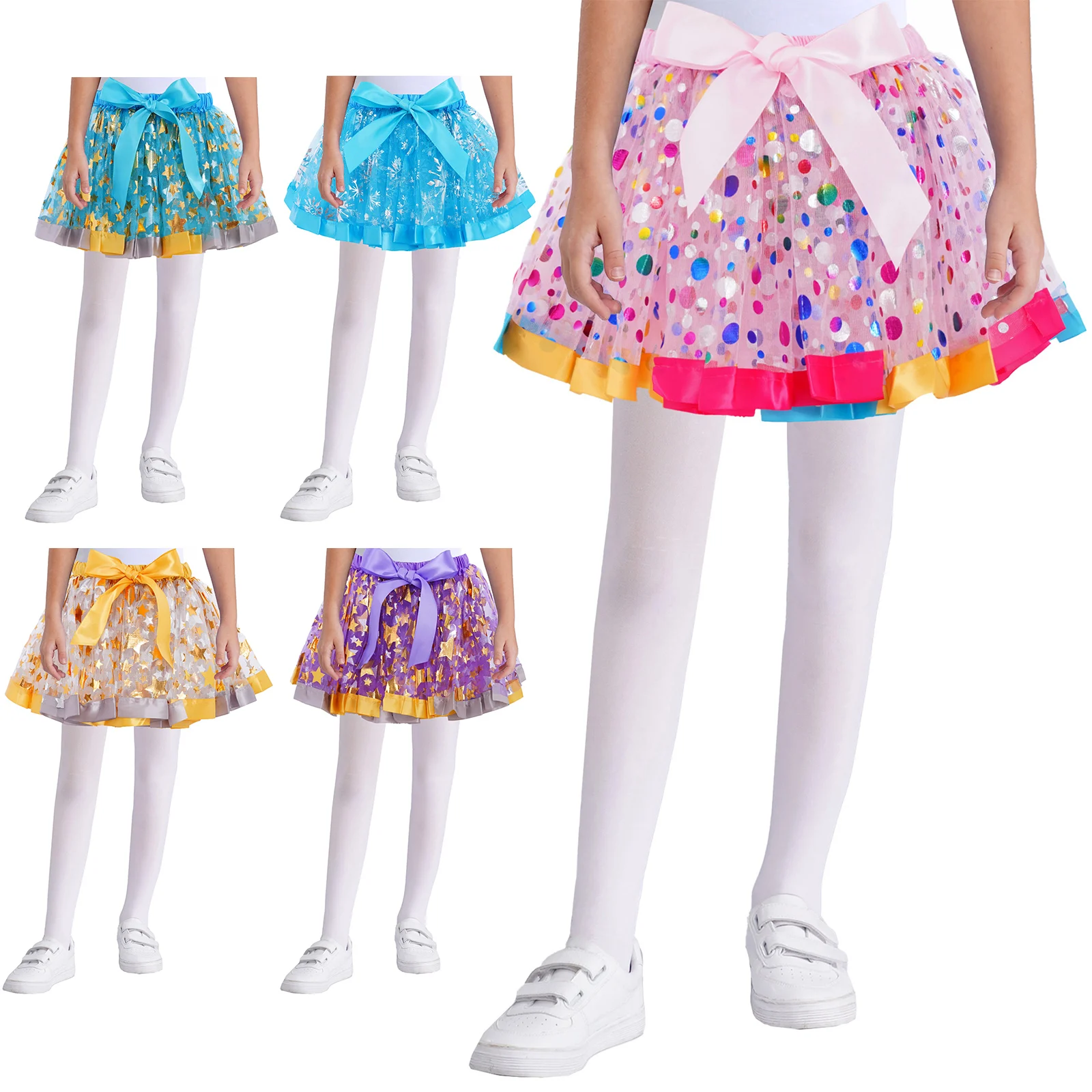 Falda tutú en capas de tul con lentejuelas para niña
