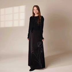 Vestido satén de niña A línea sin mangas con flores y cárdigan