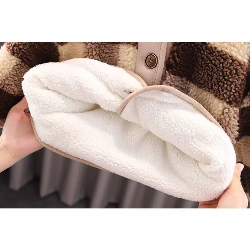 Parka infantil acolchada de terciopelo con capucha cálida - imagen 5