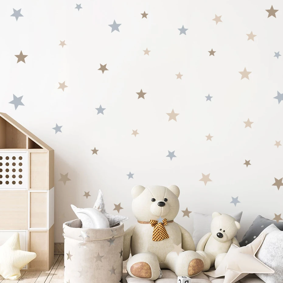Estrellas de dibujos animados en tonos beige para pared infantil