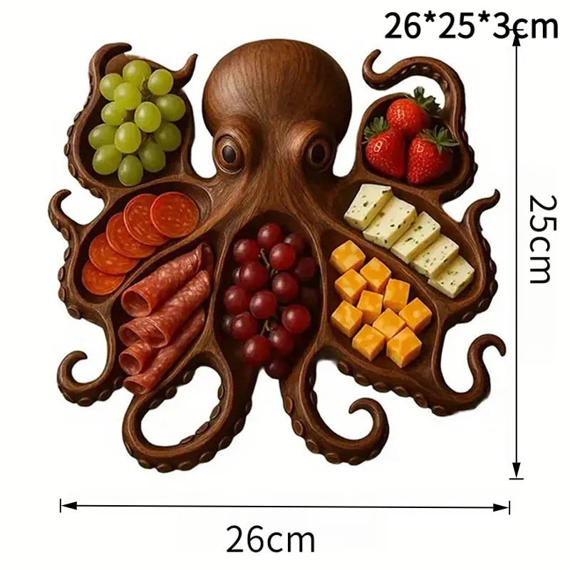 Bandeja charcutería de madera con pulpo para servir - imagen 2