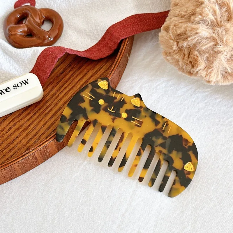 Peine de pelo retro antiestático de dientes anchos con gato - imagen 3