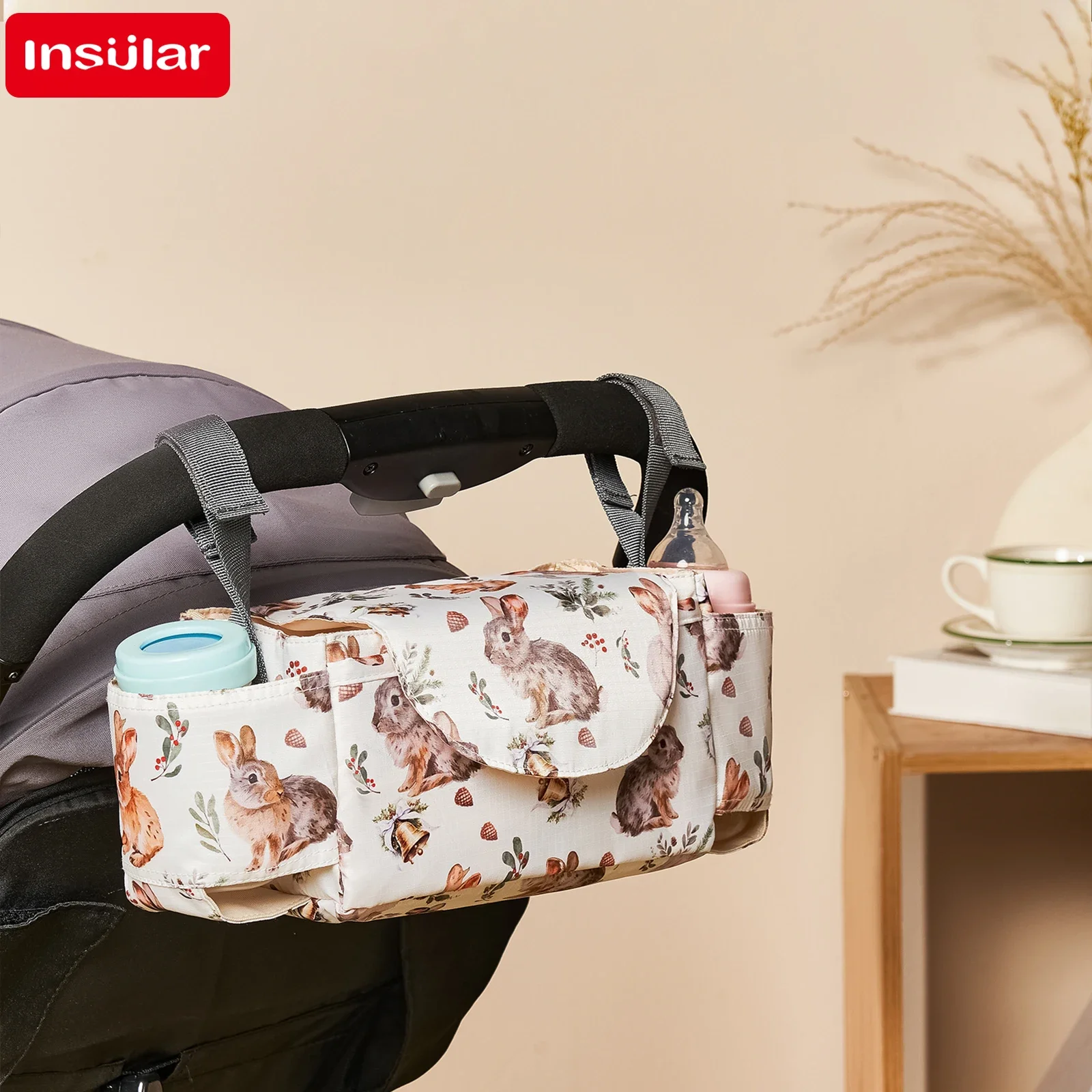 Bolsa para cochecito de bebé con gran capacidad y portavasos resistente - imagen 4