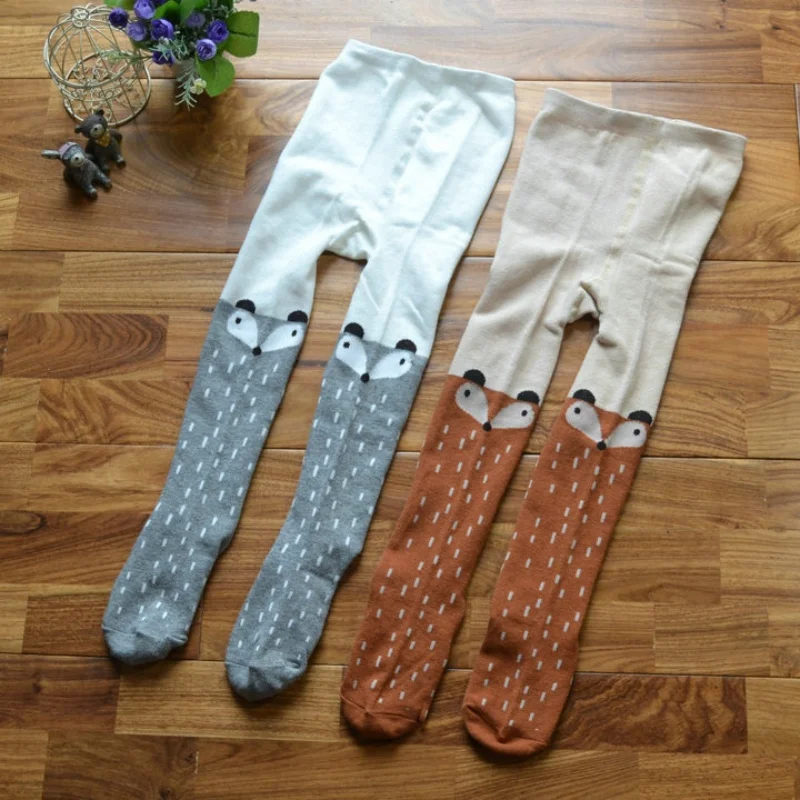 Pantimedias de algodón para niñas con estampado de zorros - imagen 2