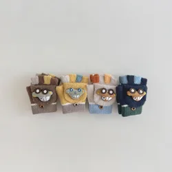 Guantes de medio dedo para niño con coche animado y forro cálido