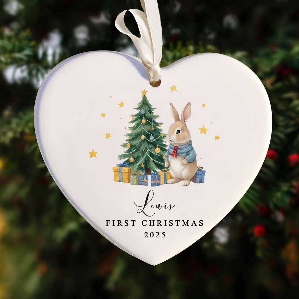 Adorno navideño personalizado para bebé con bonito conejo - imagen 4