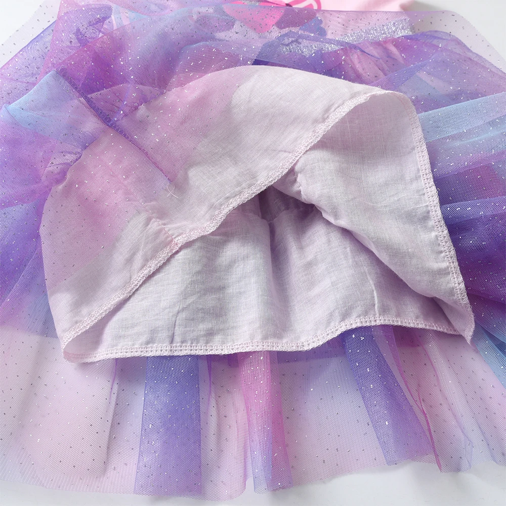 Vestido de verano para niña DXTON de capa con corazón y malla - imagen 3