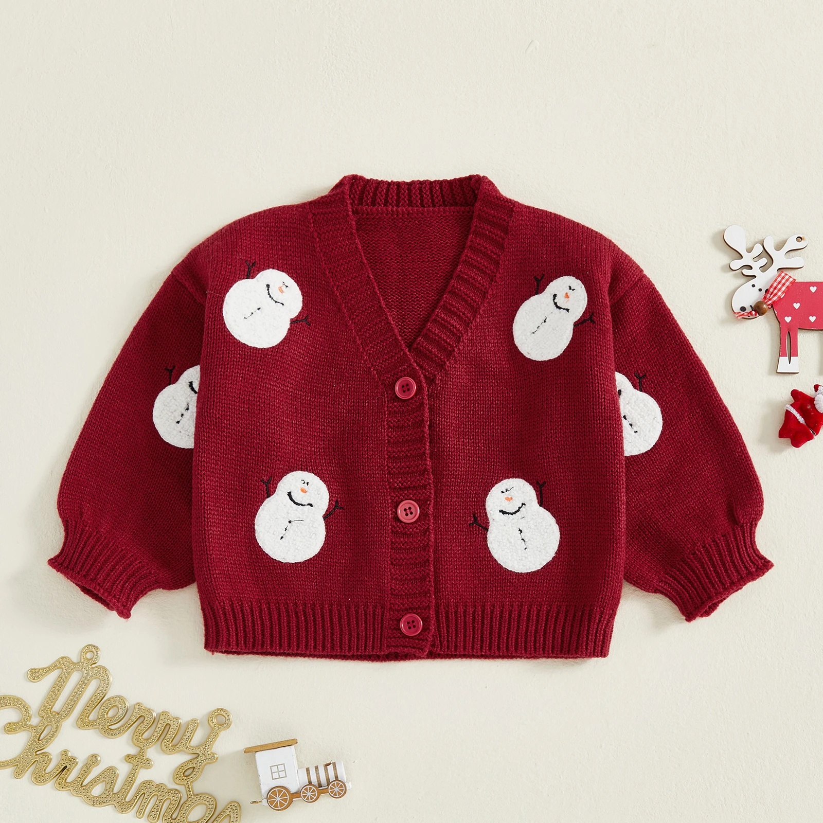 Cárdigan de Navidad para niña – Papá Noel con botones - imagen 3