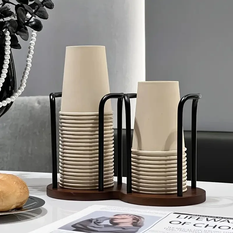 Dispensador de madera para vasos – Soporte organizador largo - imagen 4