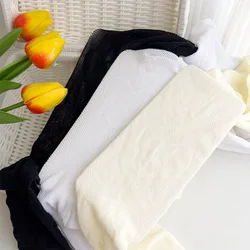 Pantimedias de encaje para niña corazones negro y blanco finas verano