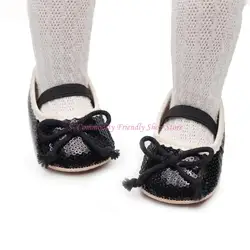 Zapatos de vestir princesa bebé recién nacida en cuero con lazo plano