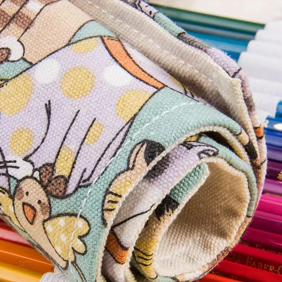 Estuche escolar artesanal de lona con gran capacidad - imagen 4
