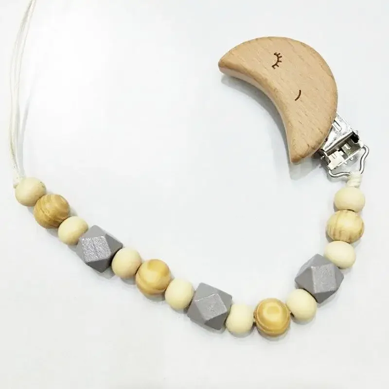 Cadena de chupete de madera con mordedor y oso, dentición segura - imagen 2