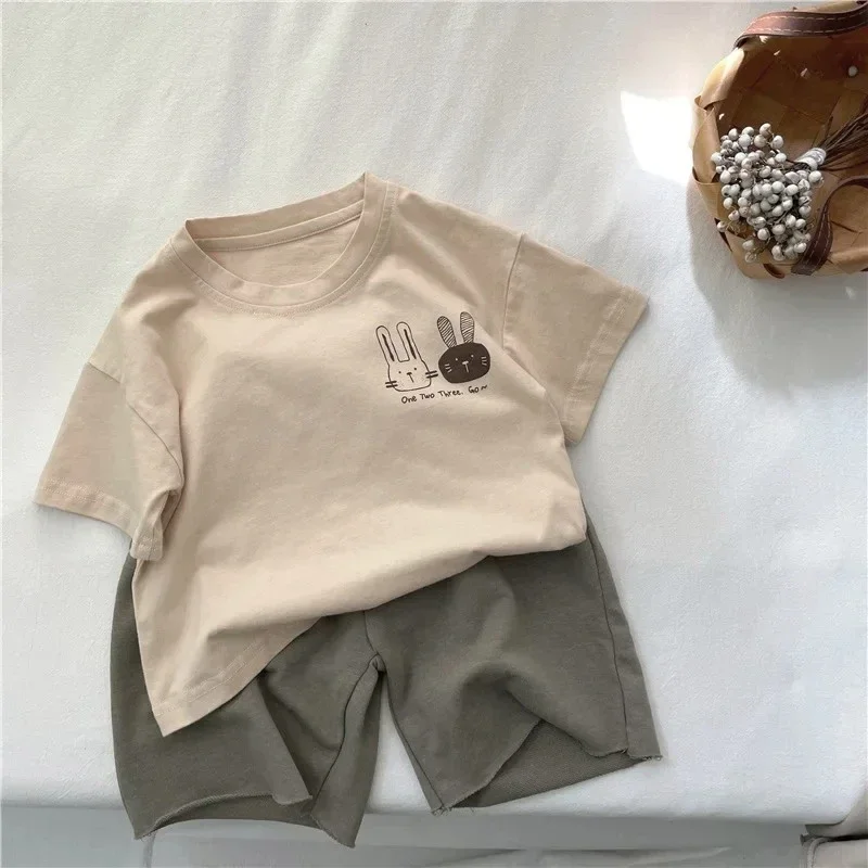 Camiseta infantil verano algodón manga corta cuello redondo conejo - imagen 2