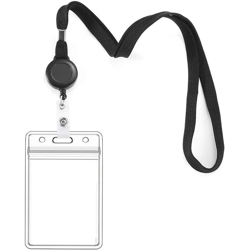 Portatarjetas transparente de PVC con cuerda negra para identificar - imagen 3